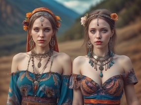 欧美异域民族风情姐妹花美女写真图片